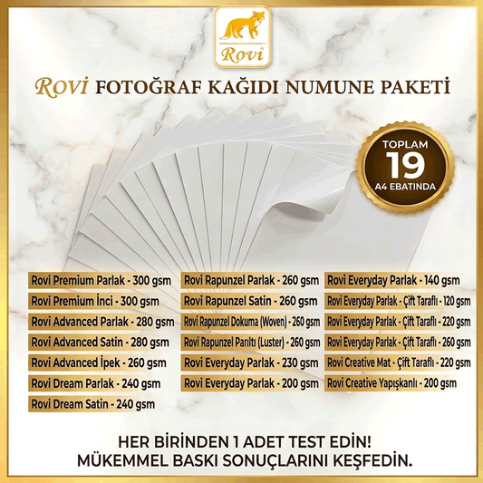 19 Çeşit Fotoğraf Kağıdı Numune Paketi