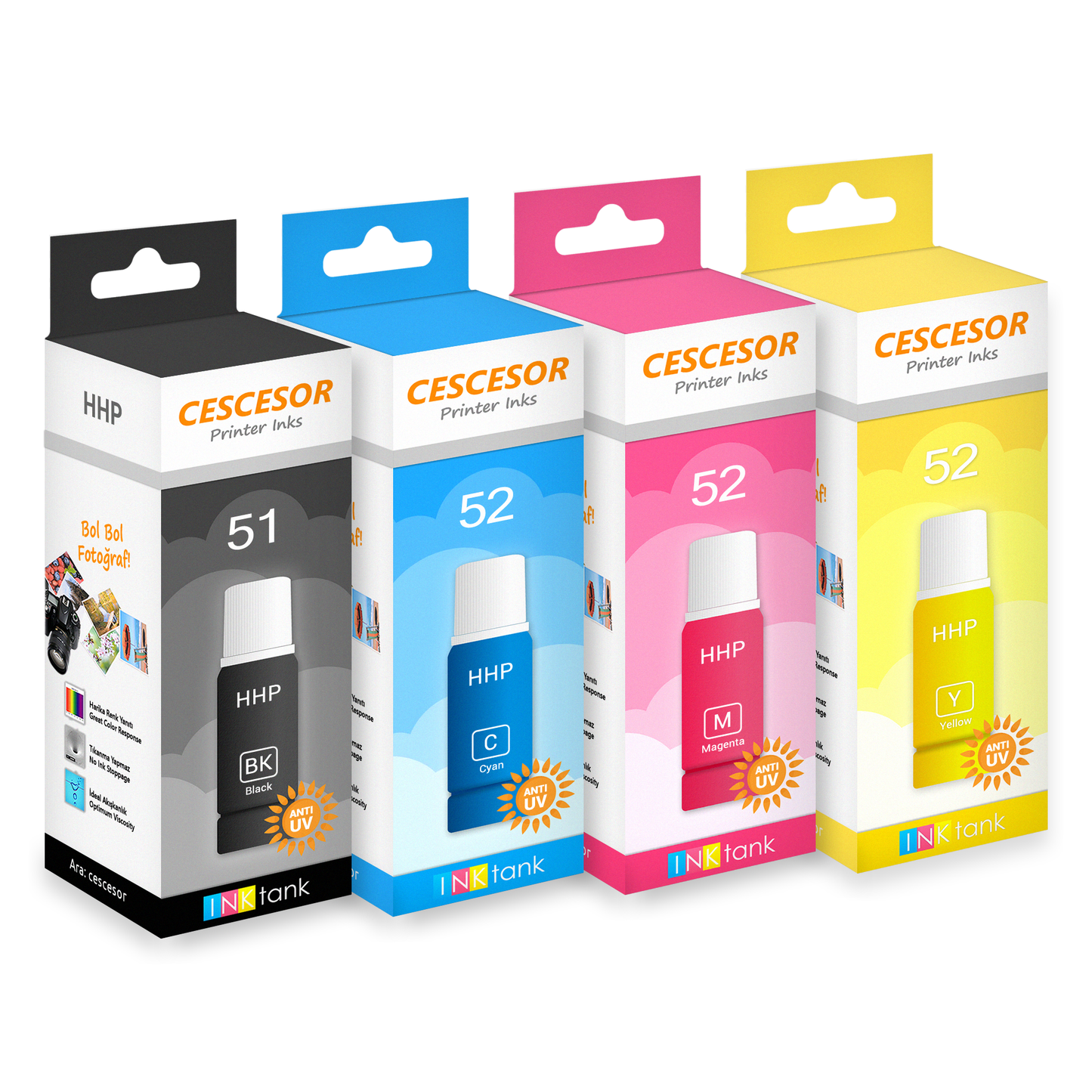 HP GT51 GT52 için Mürekkep CESCESOR