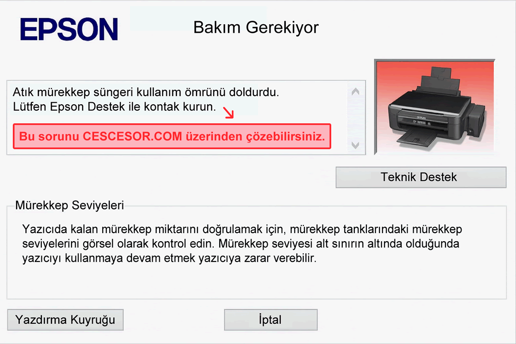 Epson Yazıcı Ped Sıfırlama Programı, Atık Mürekkep Sayacı Reset Anahtarı, wic Reset Key (Waste Ink Pad sorunu)